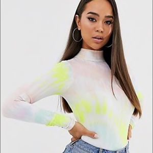 ASOS Tie Dye Long Sleeve Bodysuit with Zipper NWOT